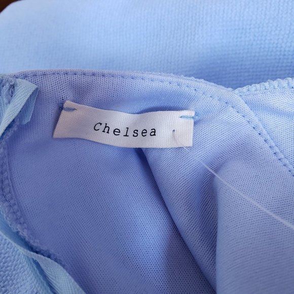 CHELSEA NWT Sky Blue Bow Back Dress with Tulle S - Picture 6 of 9